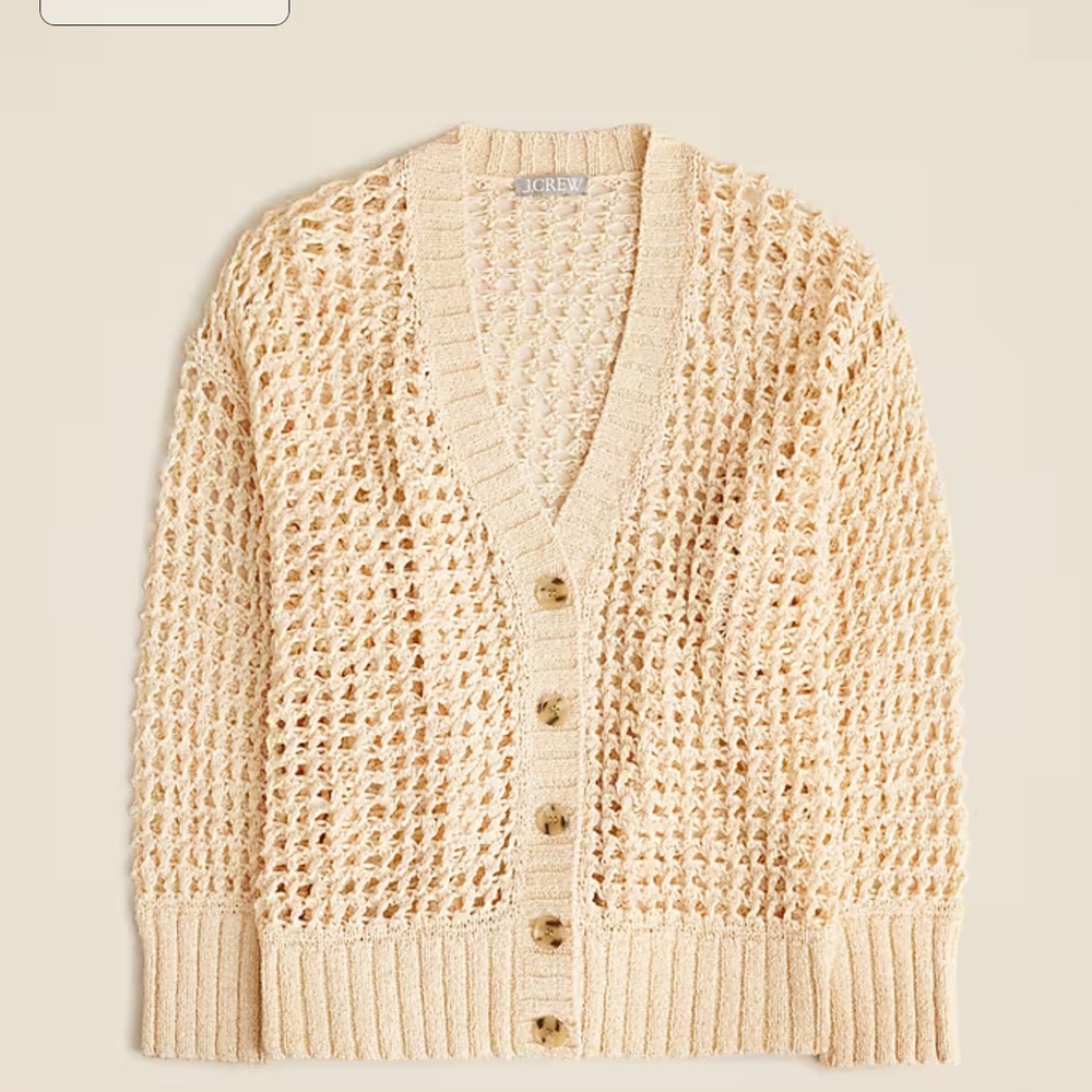 J. Crew Women's Beige Open-Knit Cardigan